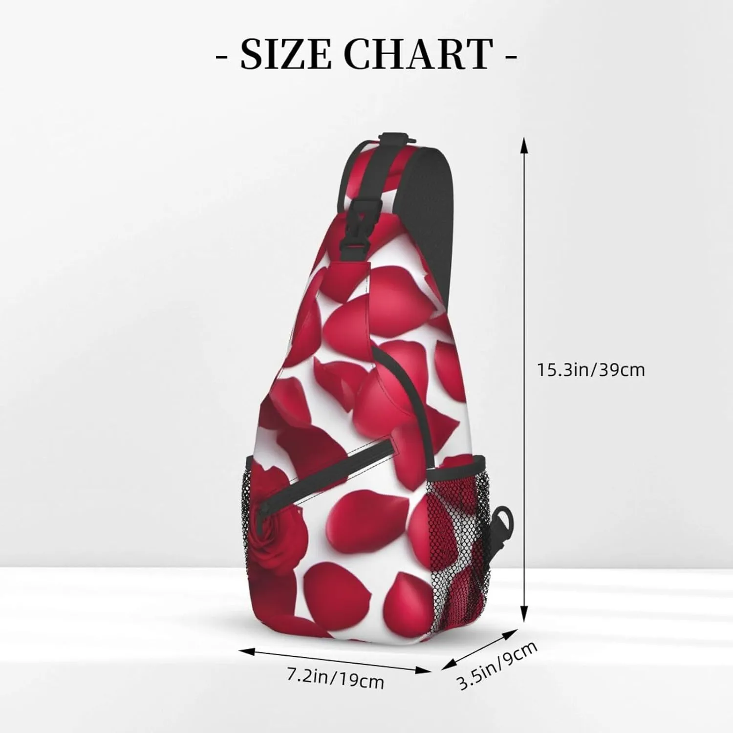 Red Rose Petals Shoulder Bag Crossbody Backpack Chest Bag Lightweight Sling Daypackstravel Hiking Cycling For Men Women