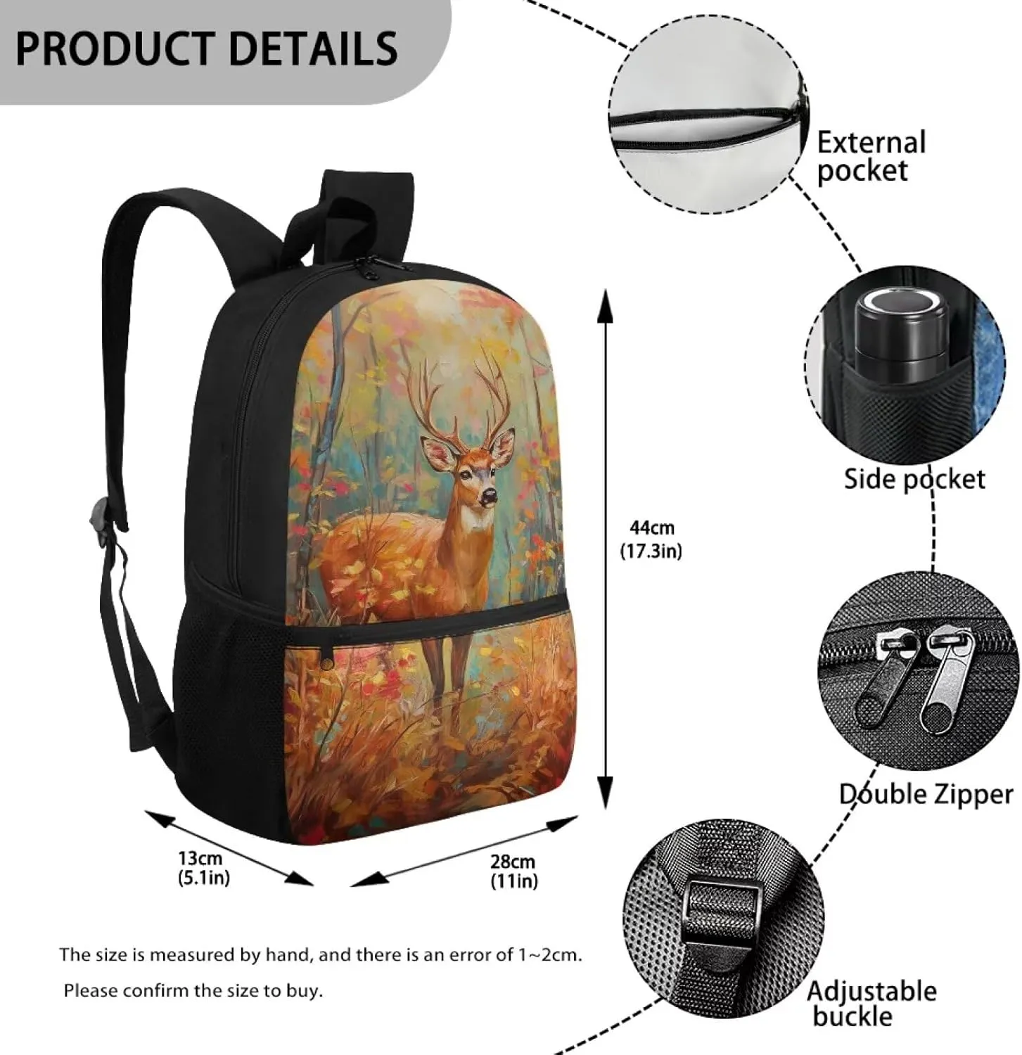 Reindeer Boys Backpack 10-12 Years Old School Students Brown School Rucksack for Boys Middle School Teenage Book Bags Back to School Satchel