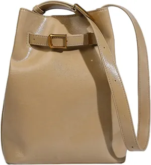 Retro Bucket Shoulder Bags for Women PU Leather Crossbody Purse Small Handbag Trendy Working Tote Satchel