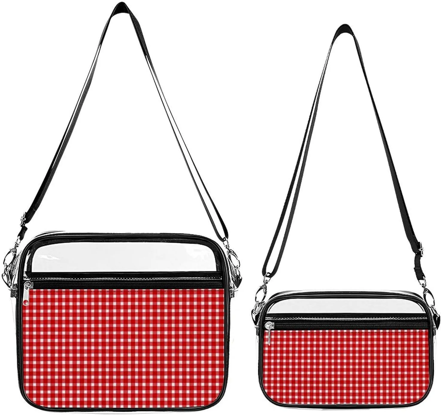 Retro Red Gingham Transparent Cross Bag Two-piece Set
