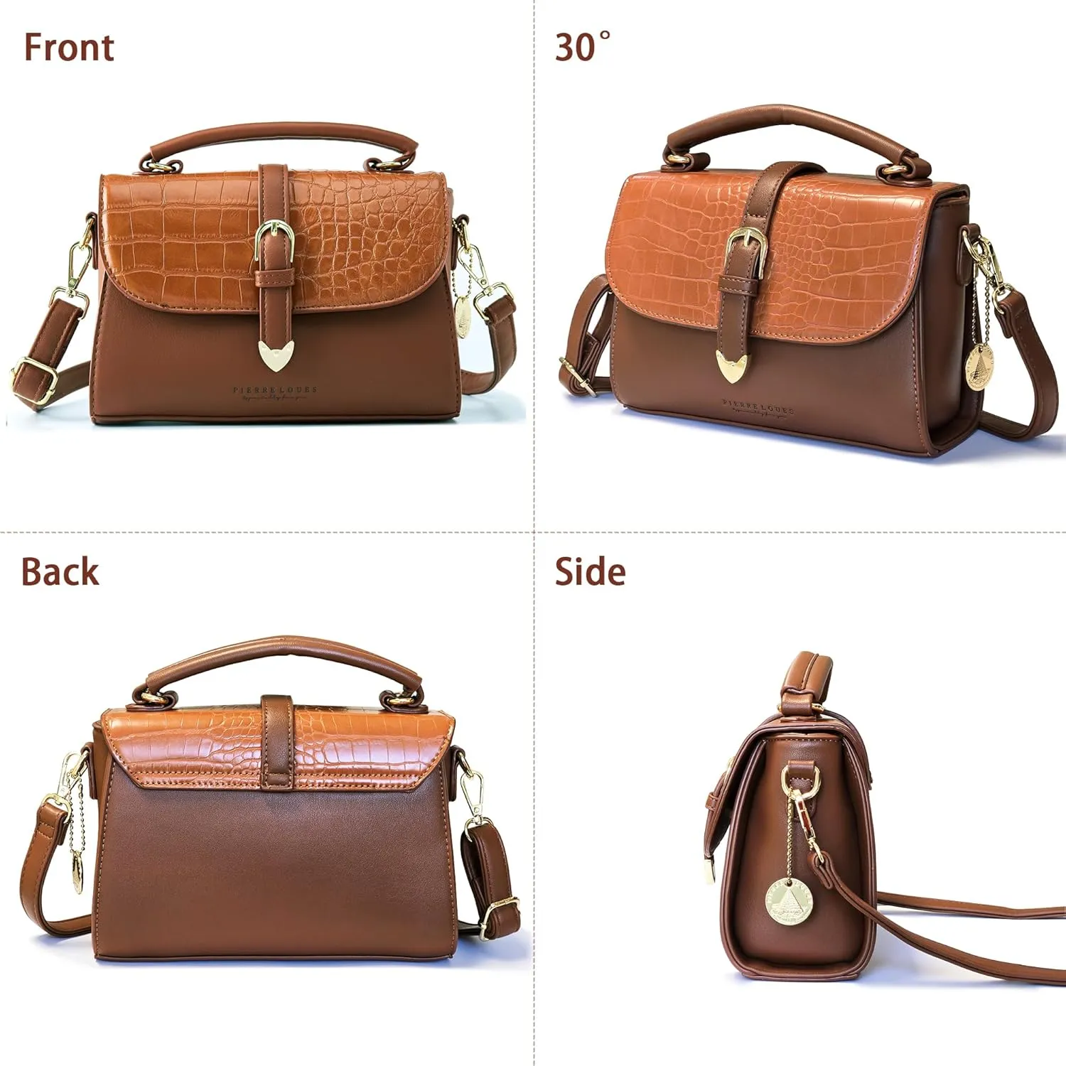 Retro Satchel Crossbody Handbags for Women, Trendy Crocodile Designer Leather Flap Top Handle Purses Shoulder Bag
