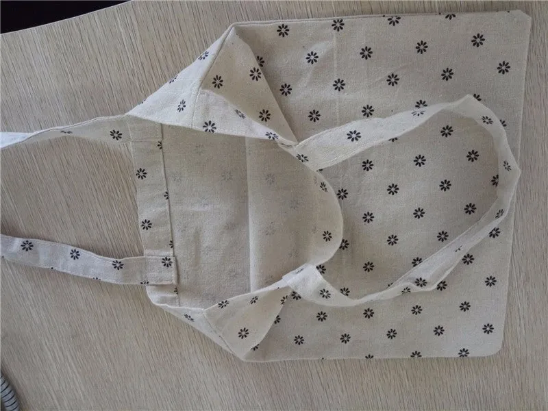 Reusable Linen Floral Cloth Shopping Bags