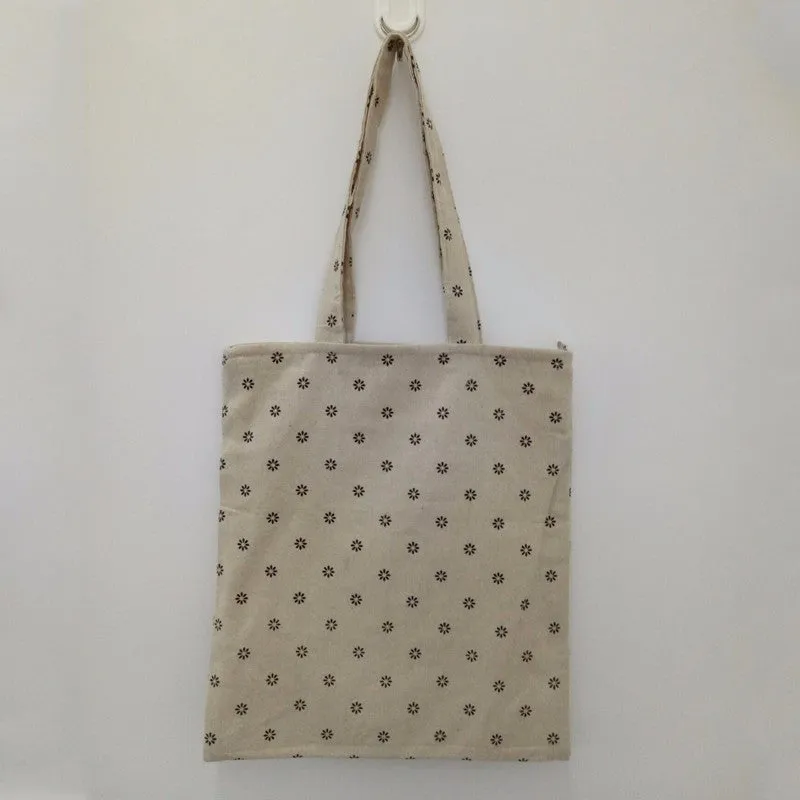 Reusable Linen Floral Cloth Shopping Bags