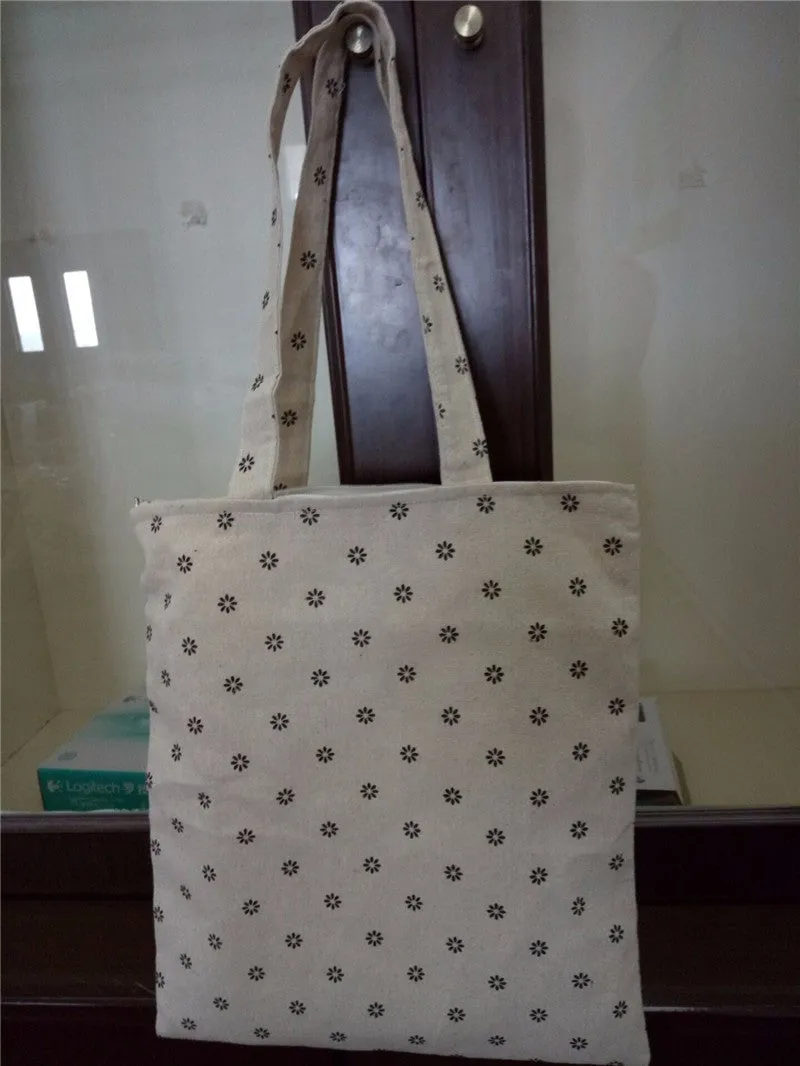 Reusable Linen Floral Cloth Shopping Bags