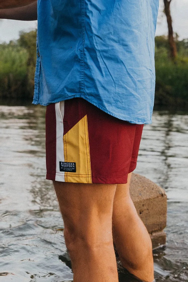 RINGERS WESTERN Rally Mens Swim Short - Burgundy