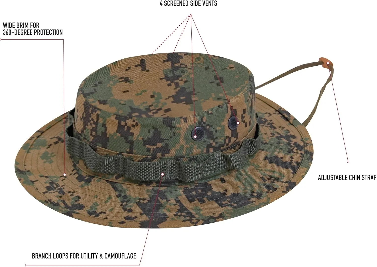 Rothco Camo Boonie Hat Bucket Hat Military Hat