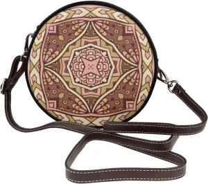 Round Crossbody Bag for Women, PU Leather Shoulder Bag with Strap