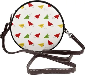Round Crossbody Bag Small Circle Purse Zip Handbag for Women