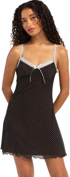 Rsq Womens Polka Dot Mesh Slip Dress
