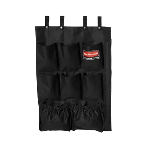 Rubbermaid Commercial Products 9-Pocket Housekeeping Cart Organizer, Black, Garbage Bin Caddy for Cleaning Supplies, Compatible with Any Cart for Spray Bottles/Supplies/Brushes/Liners/Bags
