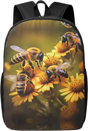 Rural Honey Bees Flowers Print Travel Laptop Backpack,Business Work Bag, Campus Rucksack Book Bag For Men Women