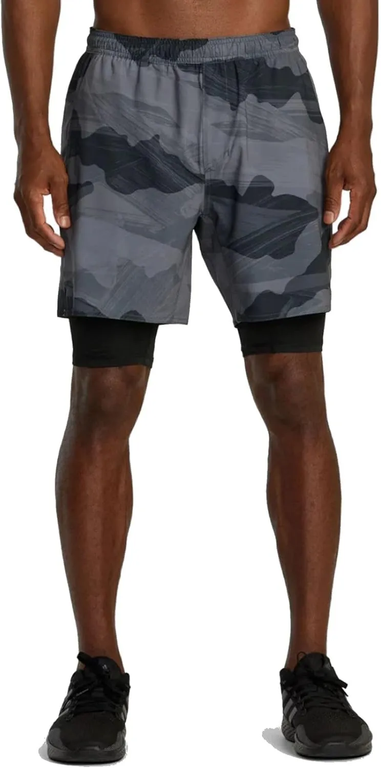 RVCA Sport Men's 17" Yogger Train 2 in 1 Workout Shorts with Compression Liner