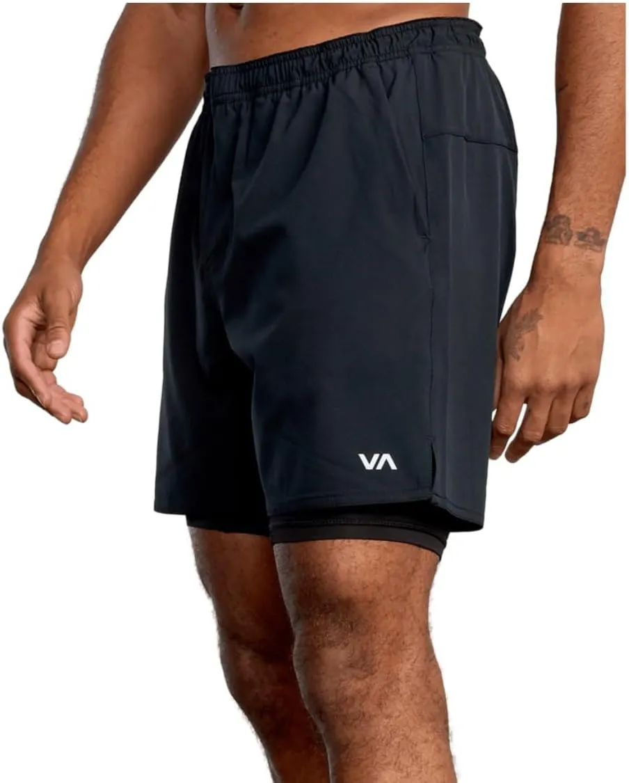 RVCA Sport Men's 17" Yogger Train 2 in 1 Workout Shorts with Compression Liner