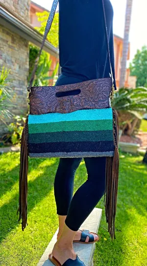 Saddle Blanket Embossed Leather Crossbody