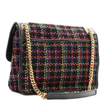 SAINT LAURENT
Tweed Calfskin Matelasse Monogram Medium Niki Chain Satchel Multicolor