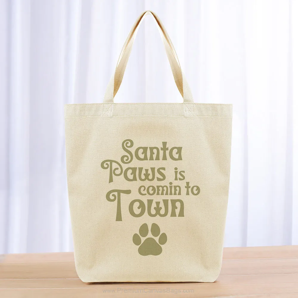 Santa Paws Tote Bag - khaki