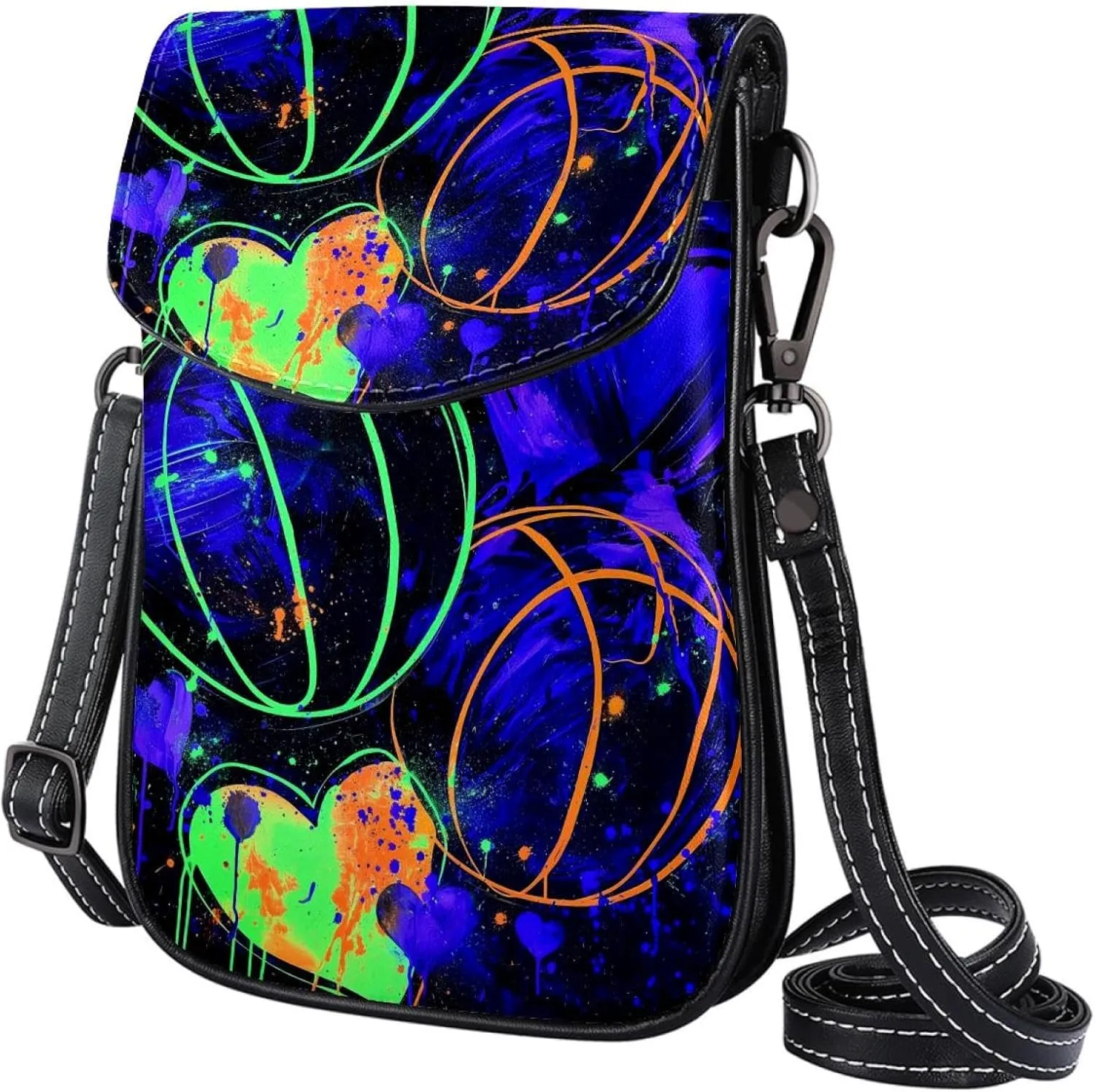 Satchel Bag Basketball Heart Sketch Purse Crossbody Leather Messenger Bag For Women