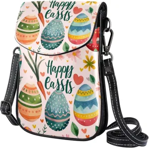 Satchel Bag Colorful Easter Eggs Happy Easter Purse Crossbody Leather Messenger Bag For Women