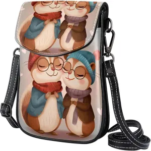 Satchel Bag Cute Chipmunks Couple Purse Crossbody Leather Messenger Bag For Women