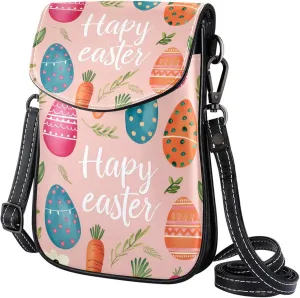 Satchel Bag Happy Easter Colorful Eggs Purse Crossbody Leather Messenger Bag For Women