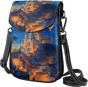 Satchel Bag Hot Air Balloons Scene Purse Crossbody Leather Messenger Bag For Women