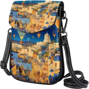 Satchel Bag Hot Air Balloons Scene Purse Crossbody Leather Messenger Bag For Women