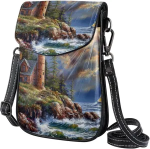 Satchel Bag Lighthouse Coast Landscape Purse Crossbody Leather Messenger Bag For Women