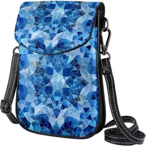 Satchel Bag Mosaic Blue Patterns Purse Crossbody Leather Messenger Bag For Women