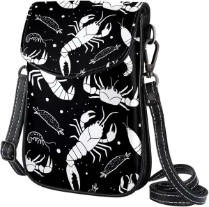 Satchel Bag Shrinks Crabs Pattern Purse Crossbody Leather Messenger Bag For Women