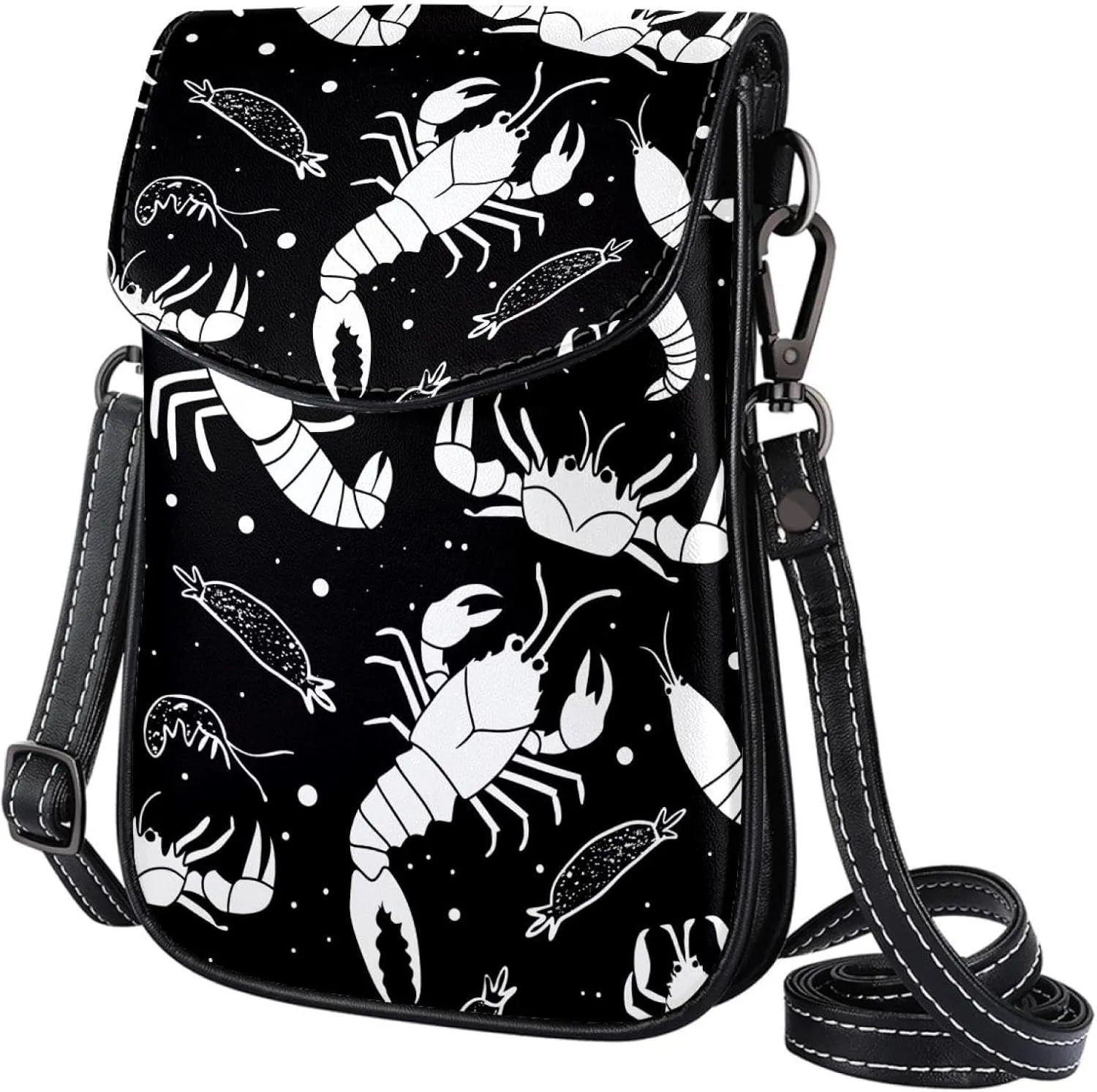 Satchel Bag Shrinks Crabs Pattern Purse Crossbody Leather Messenger Bag For Women