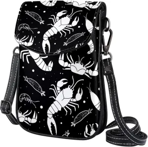 Satchel Bag Shrinks Crabs Pattern Purse Crossbody Leather Messenger Bag For Women