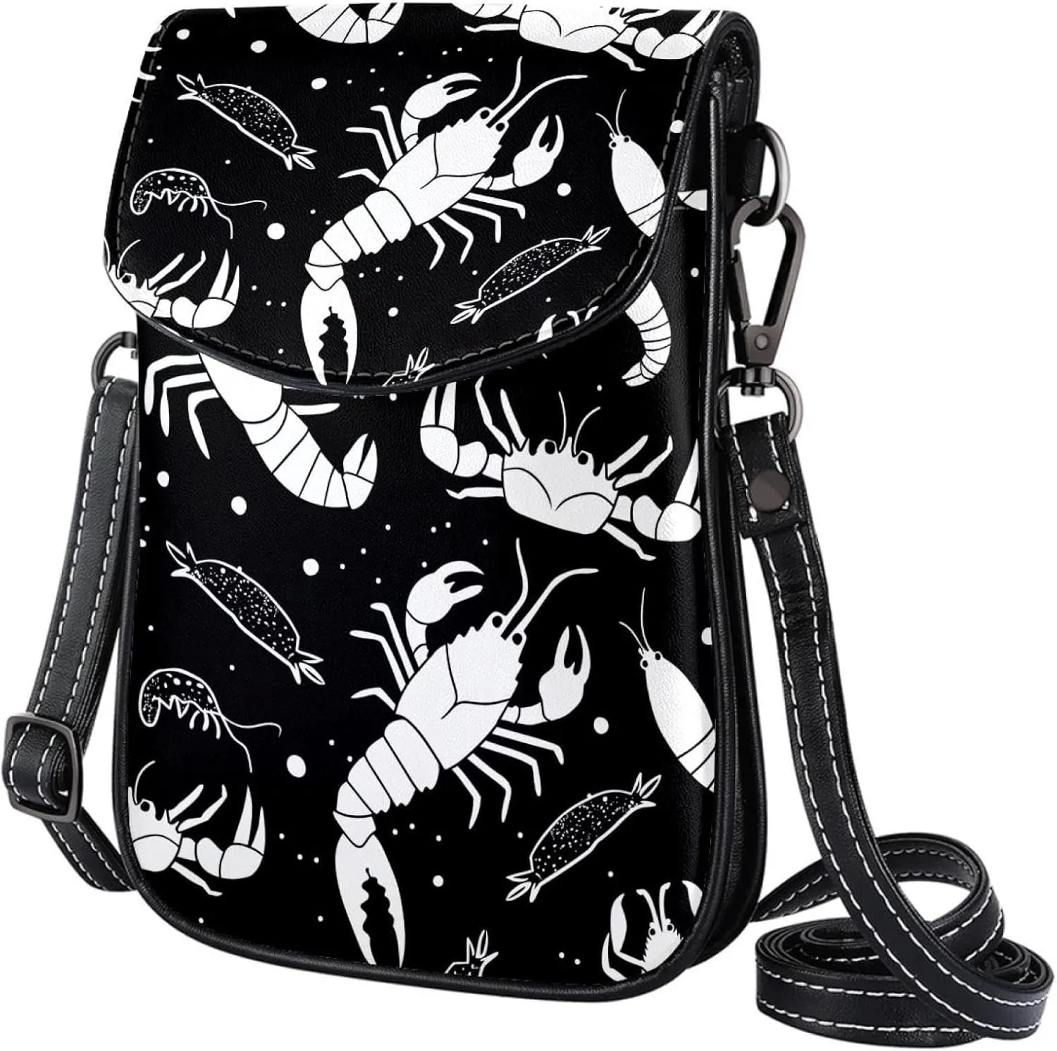 Satchel Bag Shrinks Crabs Pattern Purse Crossbody Leather Messenger Bag For Women