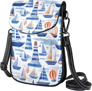 Satchel Bag Watercolor Lighthouse And Sails Purse Crossbody Leather Messenger Bag For Women
