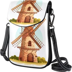 Satchel Bag Windmill Purse Crossbody Leather Messenger Bag For Women