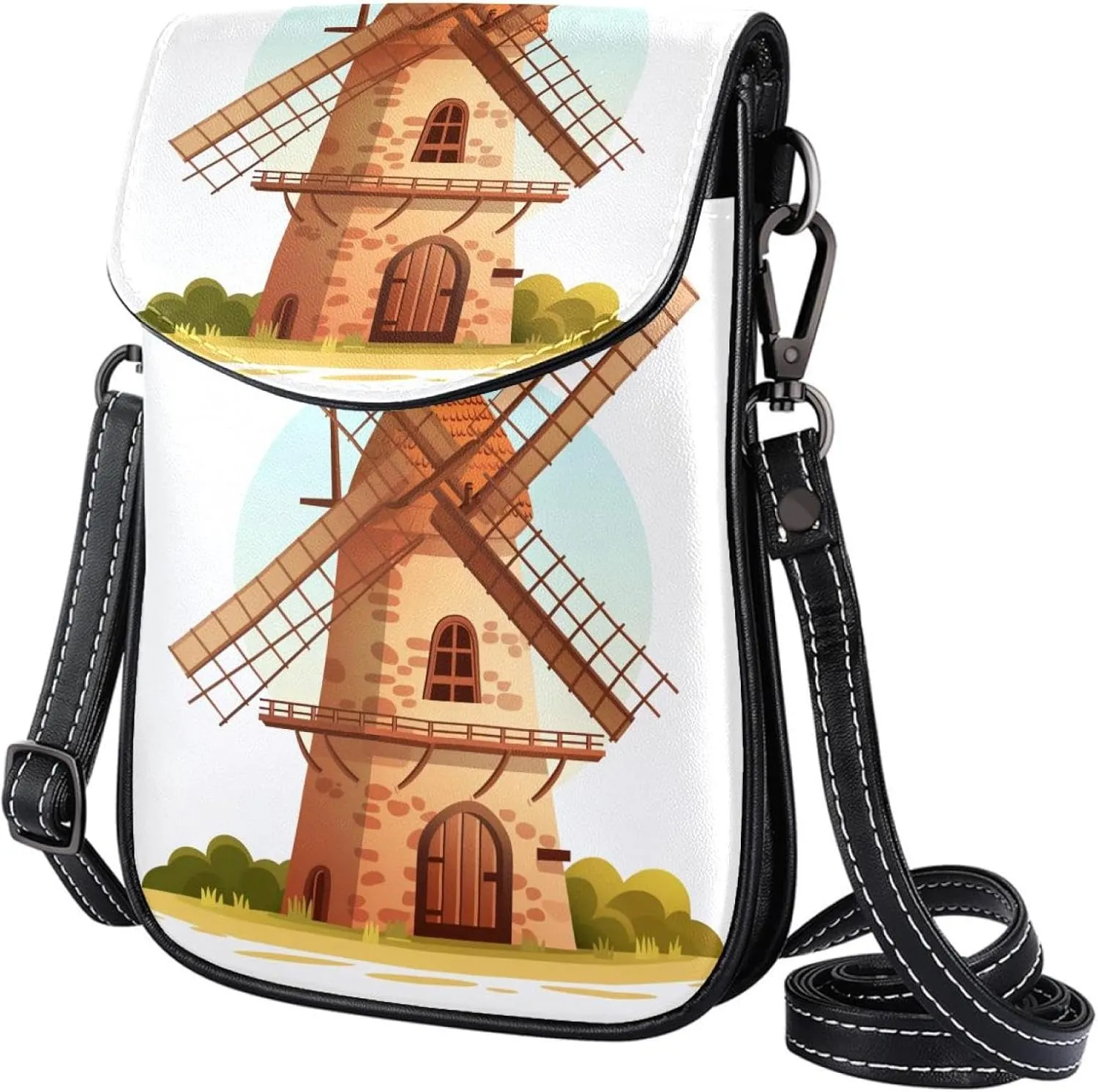 Satchel Bag Windmill Purse Crossbody Leather Messenger Bag For Women