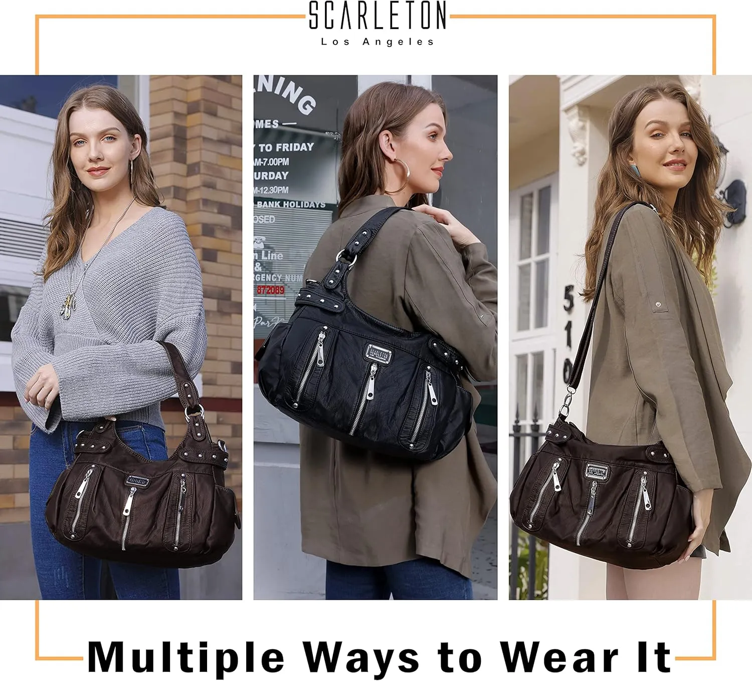 Scarleton Purses for Women Large Hobo Bags Washed Vegan Leather Shoulder Bag Satchel Tote Top Handle Handbags, H1292