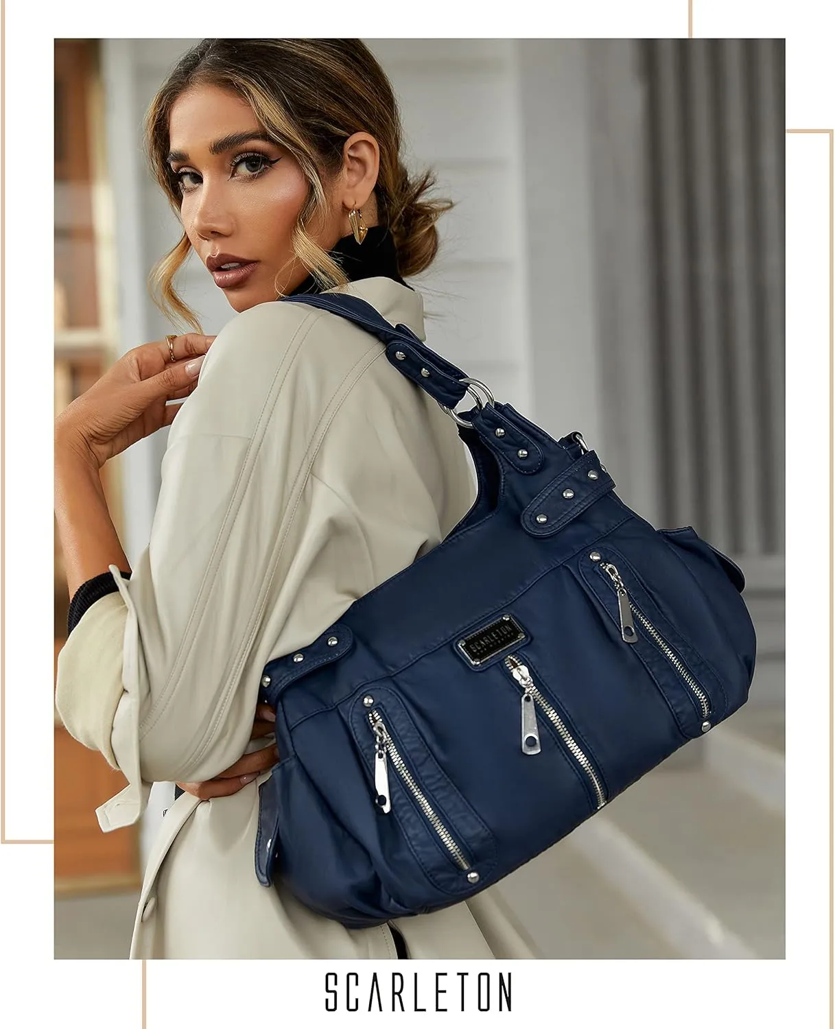 Scarleton Purses for Women Large Hobo Bags Washed Vegan Leather Shoulder Bag Satchel Tote Top Handle Handbags, H1292