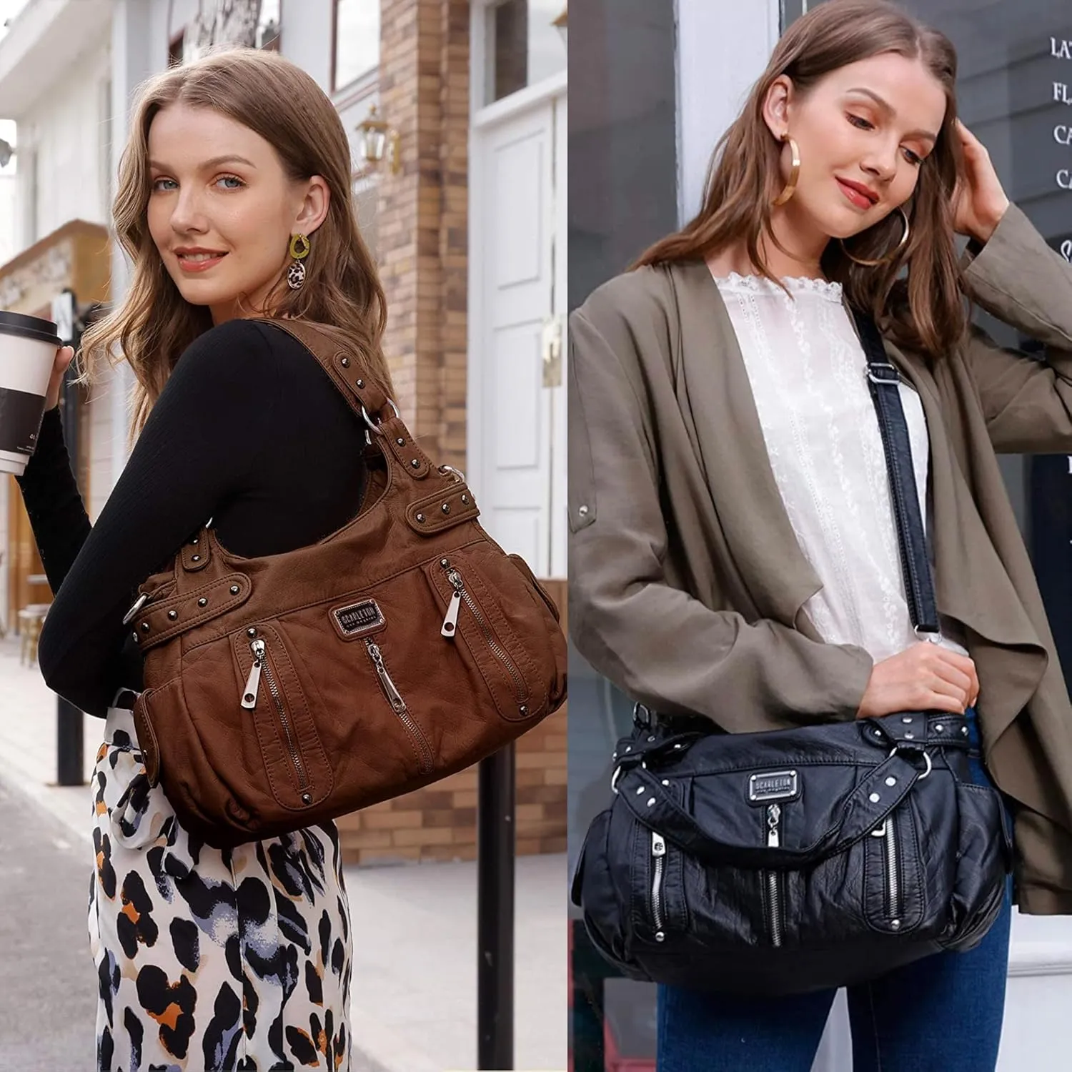 Scarleton Purses for Women Large Hobo Bags Washed Vegan Leather Shoulder Bag Satchel Tote Top Handle Handbags, H1292