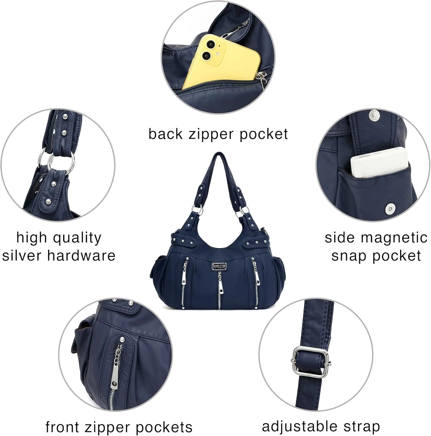 Scarleton Purses for Women Large Hobo Bags Washed Vegan Leather Shoulder Bag Satchel Tote Top Handle Handbags, H1292