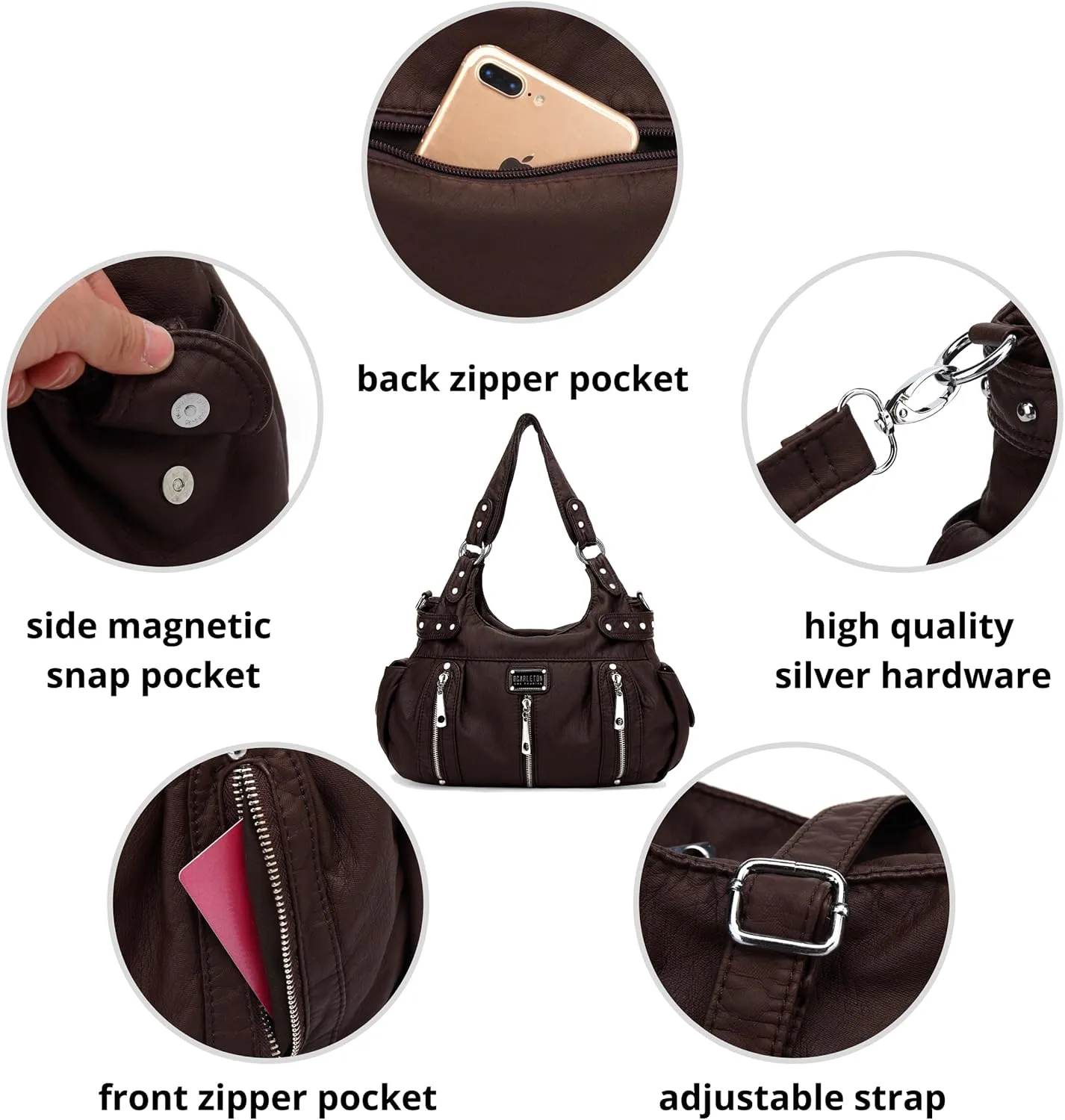 Scarleton Purses for Women Large Hobo Bags Washed Vegan Leather Shoulder Bag Satchel Tote Top Handle Handbags, H1292