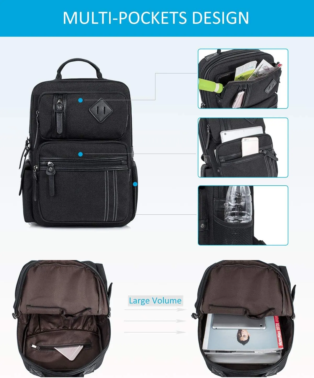 Schkleier Messenger Bag for Men Canvas Sling Bag Crossbody Backpack Laptop Shoulder Bag Hiking Daypacks Casual Tactical