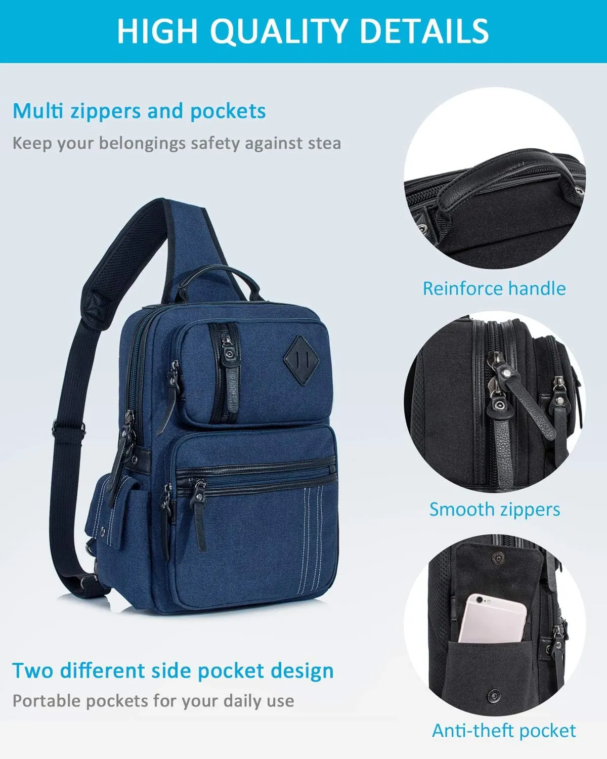 Schkleier Messenger Bag for Men Canvas Sling Bag Crossbody Backpack Laptop Shoulder Bag Hiking Daypacks Casual Tactical