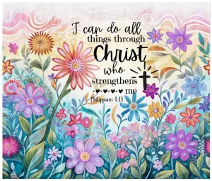 Scripture Garden I Can Do All Things Cotton Fat Quarter Panel