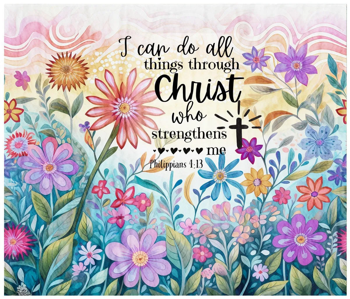 Scripture Garden I Can Do All Things Cotton Fat Quarter Panel