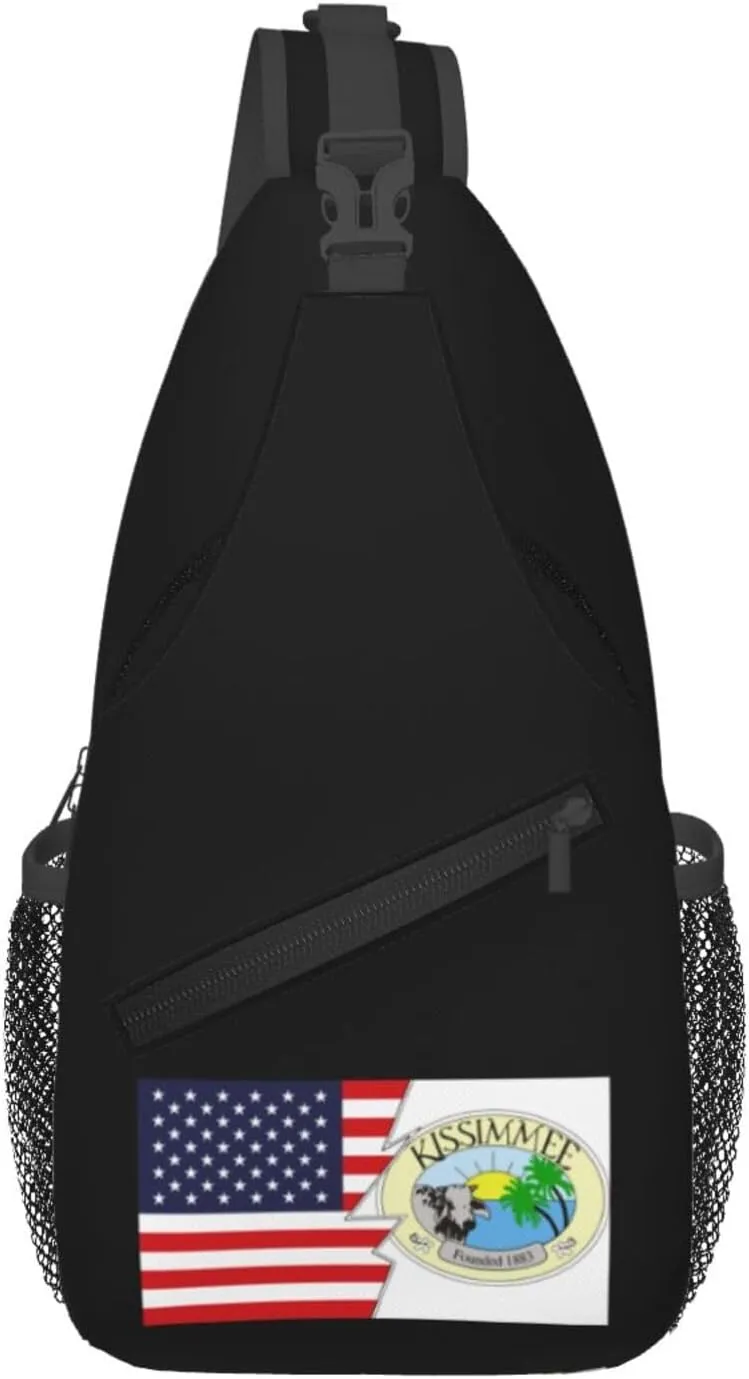 Seal Of Kissimmee, Florida And America Crossbody Bags For Women Men Chest Backpack Gym Shoulder Bag Travel Outdoor Sports Casual Crossbody Bags