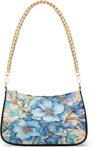 Shoulder Bags for Women Flower Floral Hobo Tote Handbag Small Clutch Purse with Zipper Closure
