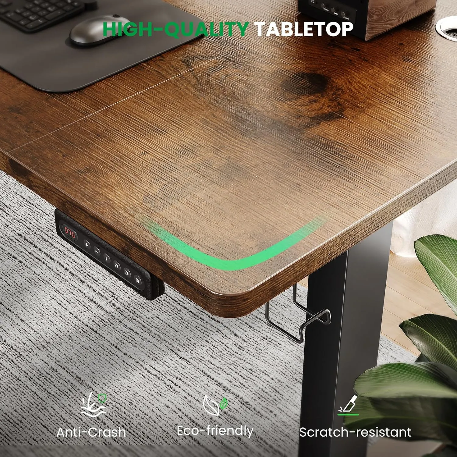 SIAGO Electric Standing Desk Adjustable - 48 x 24 Inch Sit Stand up Desk with Cable Management - 3 Memory Preset Adjustable Height Table