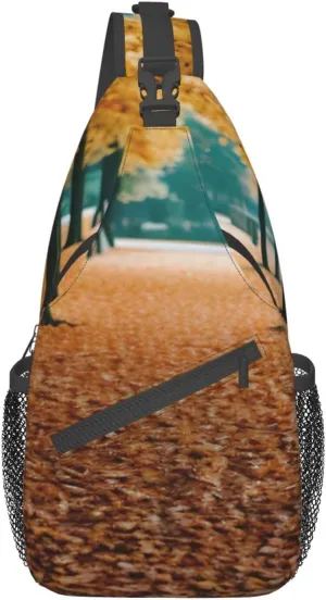 Sling Backpack,Men Cross Chest Bag Diagonally,Durable Adjustable Outdoor Cycling Travel Bag,Hello Autumn Print