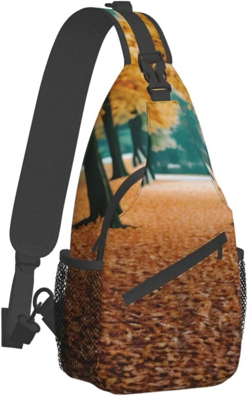 Sling Backpack,Men Cross Chest Bag Diagonally,Durable Adjustable Outdoor Cycling Travel Bag,Hello Autumn Print