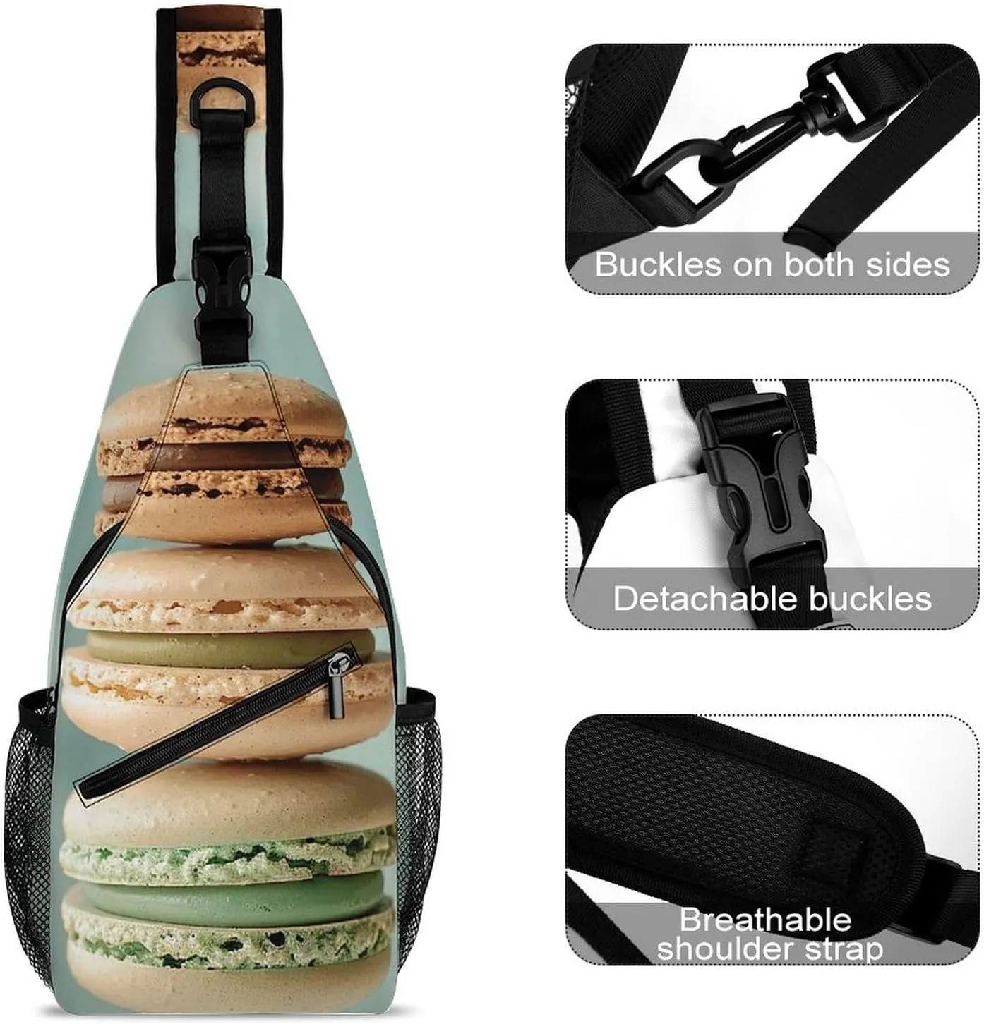 Sling Bag Crossbody Shoulder Bag Cross Chest Bag A Bunch of Macarons Sling Backpack Travel Hiking Daypack
